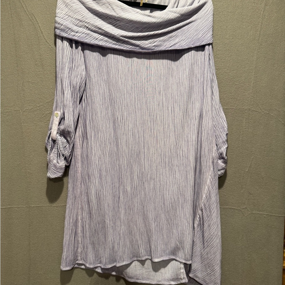 Soft Surroundings Off-Shoulder Tunic in Light Gray